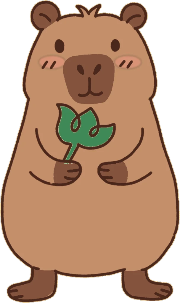 Maky, the Samaky capybara, holding a flower